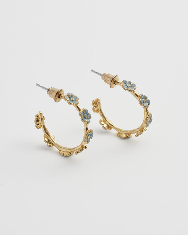 Forget-Me-Not Stud Hoop Earrings