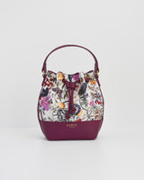 Blumen Bucket Bag in Pflaumenfarbe