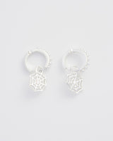 Cobweb Huggie Silver Earrings