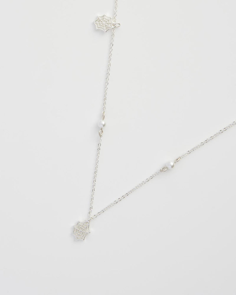 Cobweb & Pearl Silver Necklace