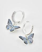 Blauer Schmetterling Ohrringe, silber