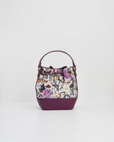 Blumen Bucket Bag in Pflaumenfarbe