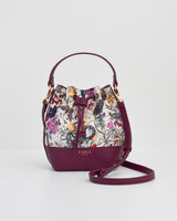 Blumen Bucket Bag in Pflaumenfarbe