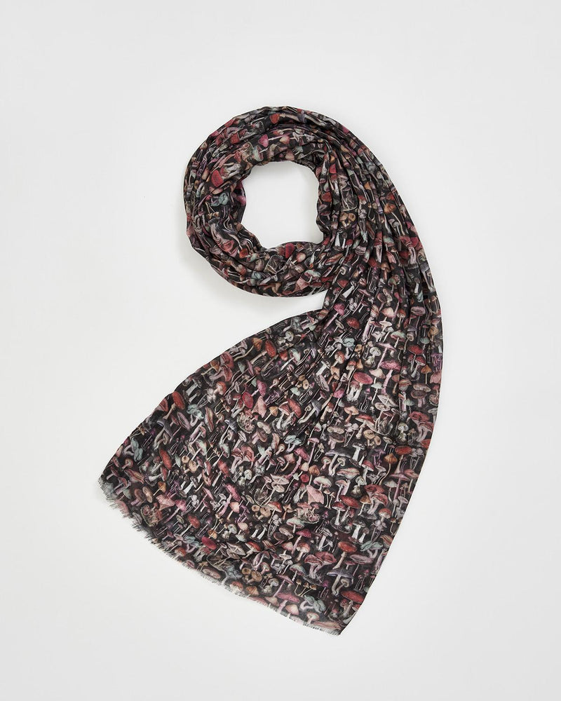 Magical Mushroom Black Lightweight Scarf