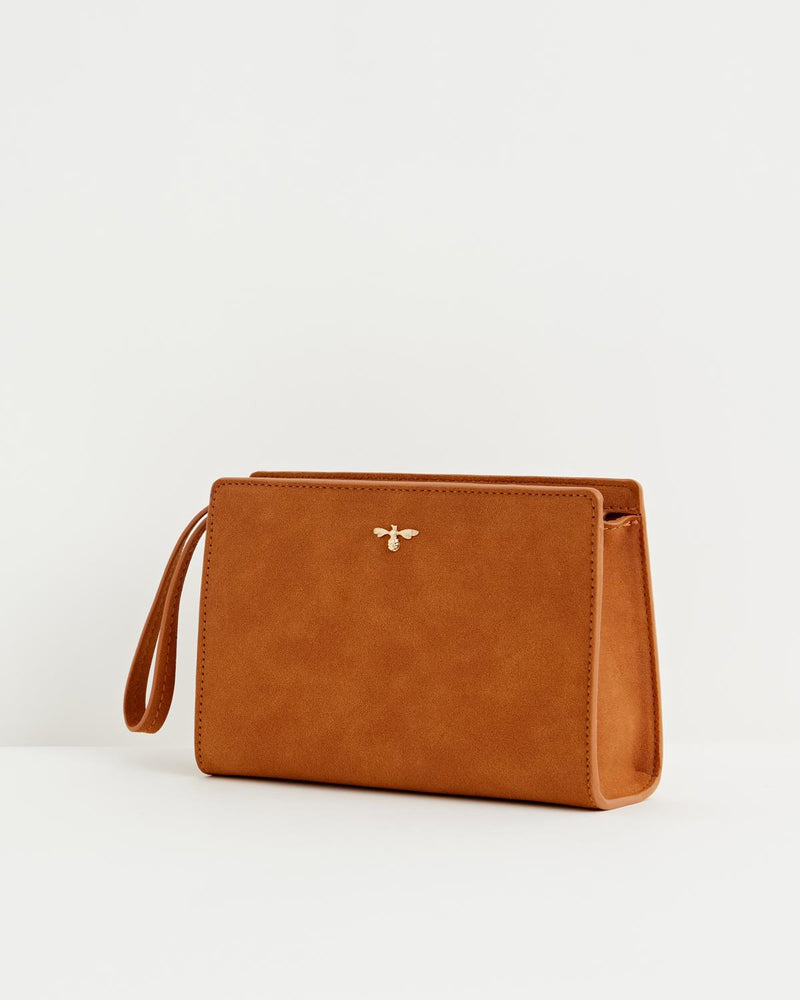 Bonnie Wristlet in veganem braunem Leder