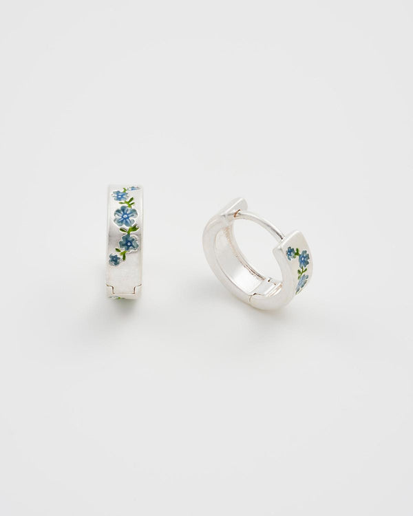 Forget Me Not Silver Mini Hoop Earrings