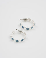 Forget Me Not Silver Stud Hoop Earrings