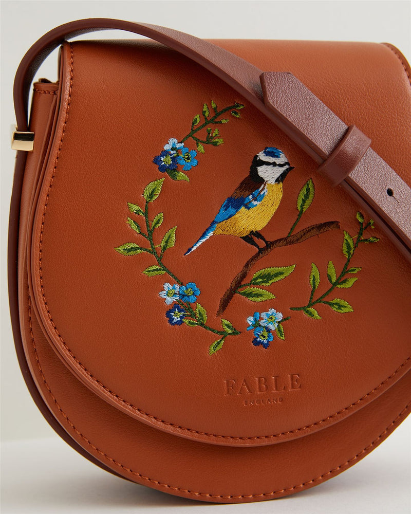 Blue Tit Embroidered Mini Saddle Bag