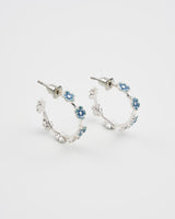 Forget Me Not Silver Stud Hoop Earrings