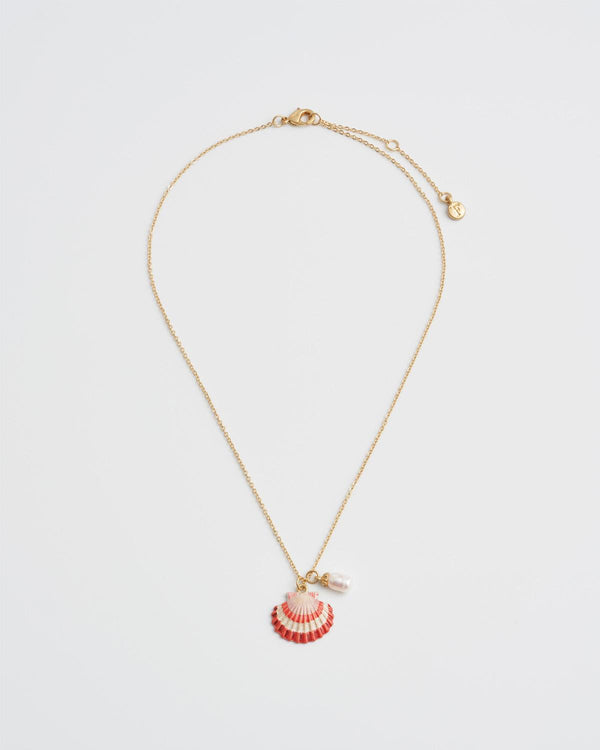 Muschel- und Perlen-Halskette in Gold (kurz)