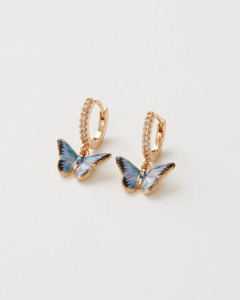 Emaille Schmetterlingsohrringe blau