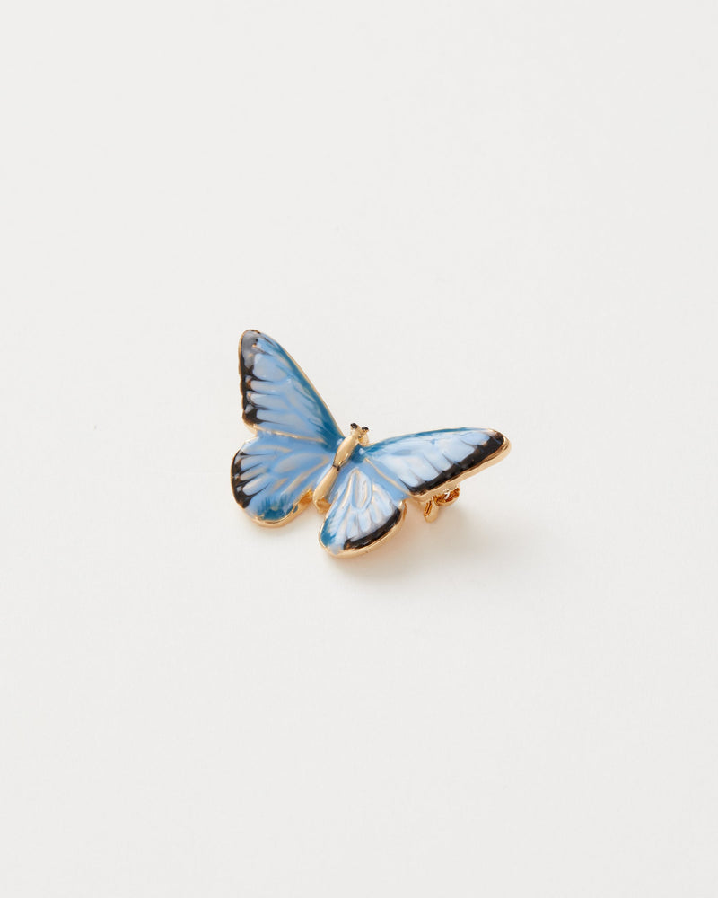 Emaille Schmetterlings-Brosche blau