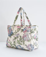Gesteppte Baumwolltasche mit Hortensien-Print