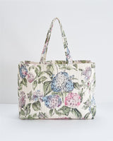 Gesteppte Baumwolltasche mit Hortensien-Print