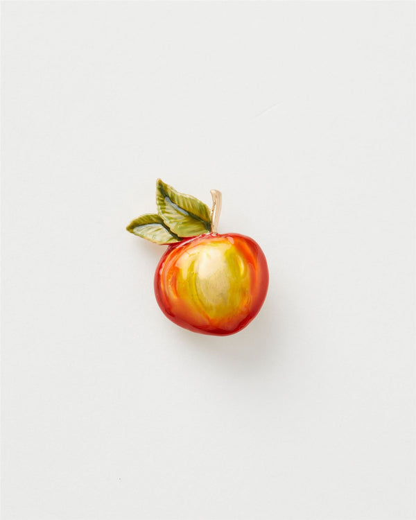 Emaille Apfel-Brosche