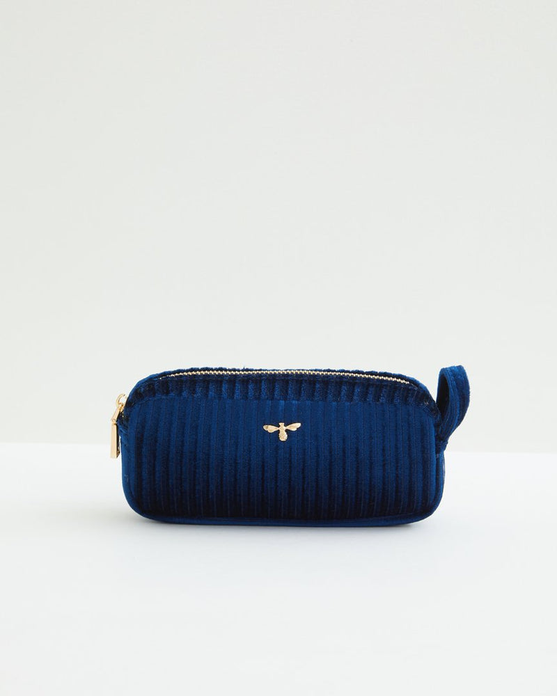 Fable Navy Velvet Makeup Pouch