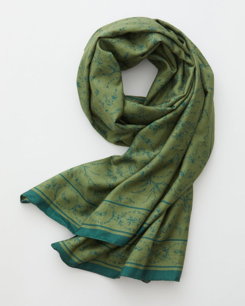 Zart geblümter Vintage Schal in Grün