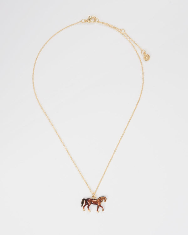 Emaille Pferde-Halskette