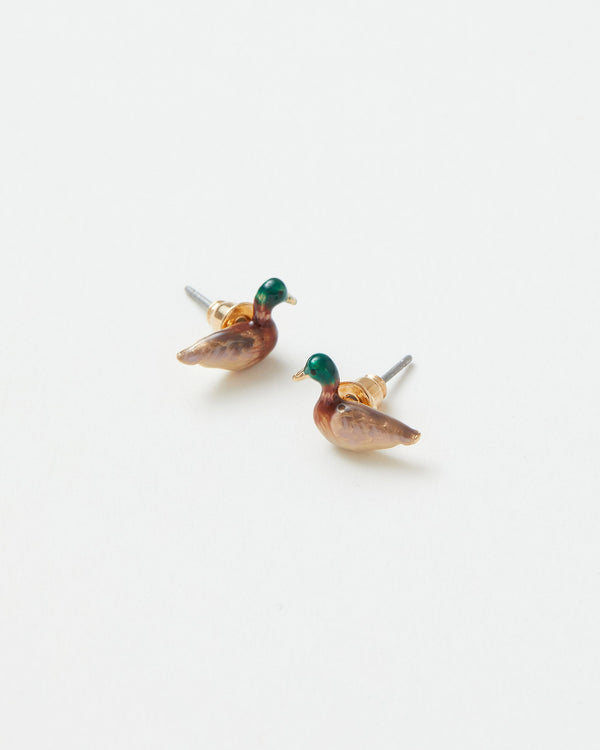 Enamel Mallard Duck Stud Earrings