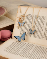 Emaille Schmetterlings-Halskette kurz