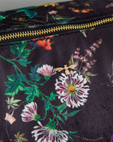 Schwarze Weekender-Tasche mit botanischem Kürbis-Print